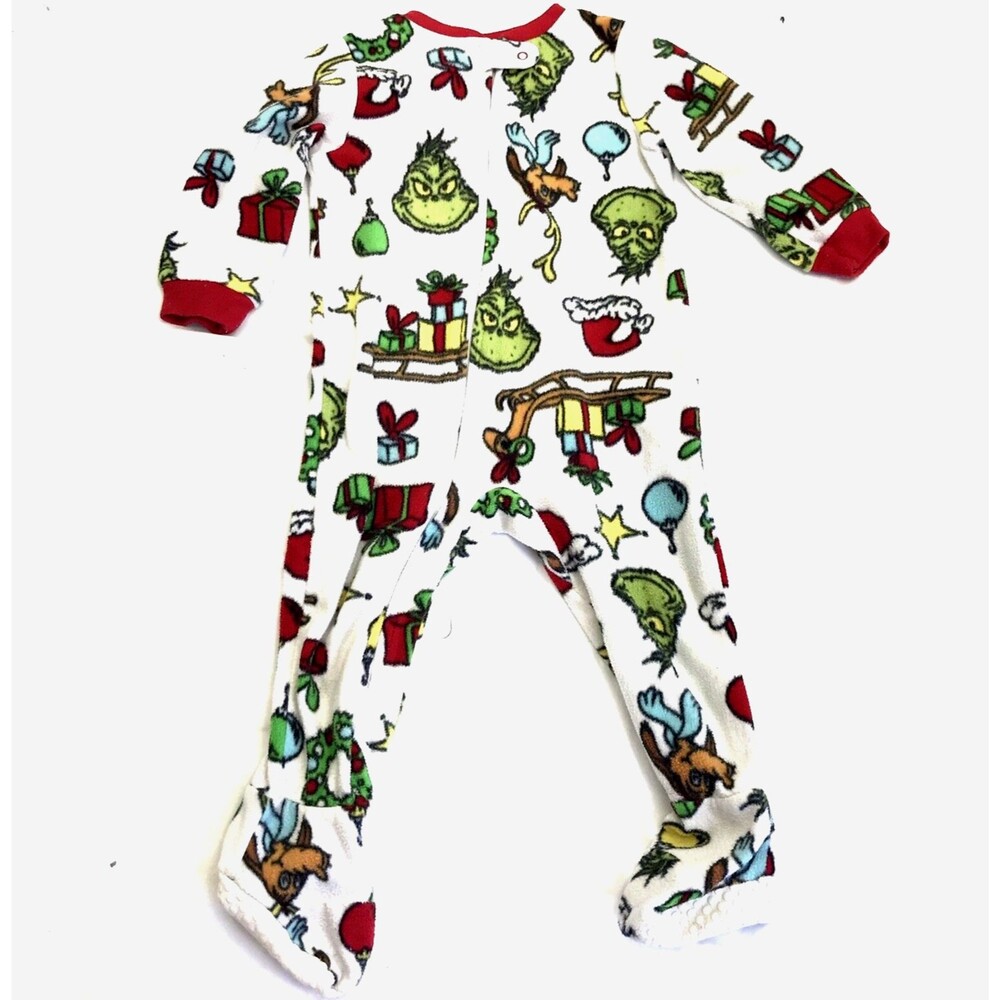 Grinch Dr Seuss One Piece Footie Pajama 18 Month Toddler Christmas Fleece Unisex